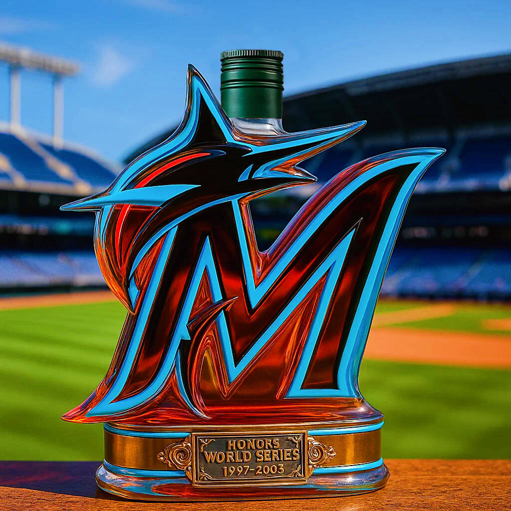 Miami Marlins Championship Limited Edition Whiskey Bottle