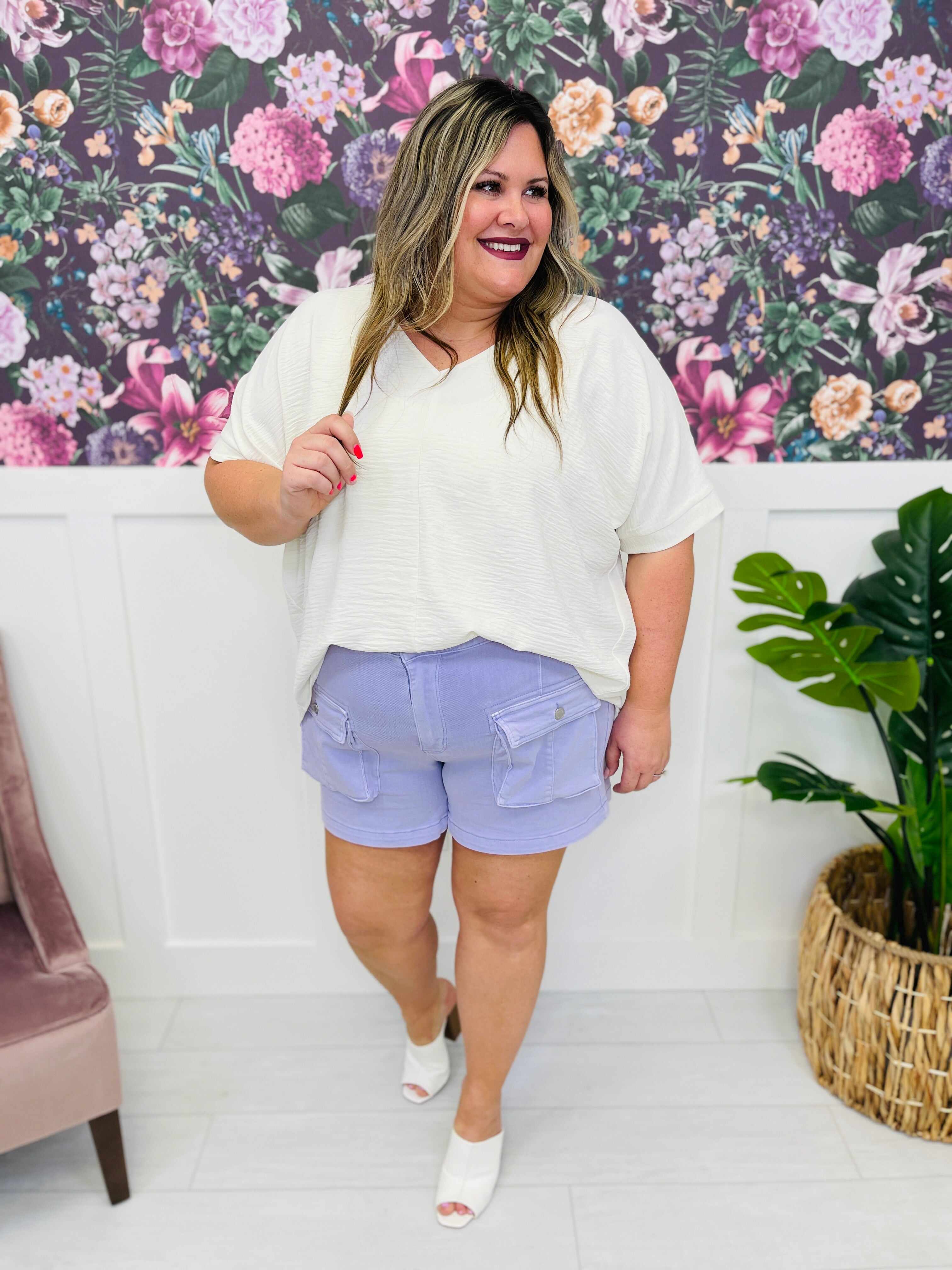 REG/CURVY Lavender Haze Cargo Shorts
