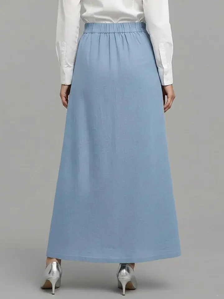 🔥Summer Arrivals🌟Women's Elastic Waist Casual Loose Cotton And Linen Midi Skirt