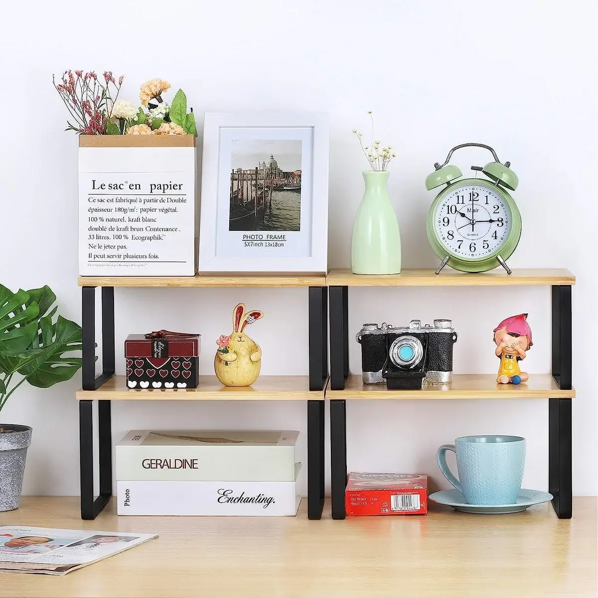 Stackable Kitchen Cabinet Shelves Organizer