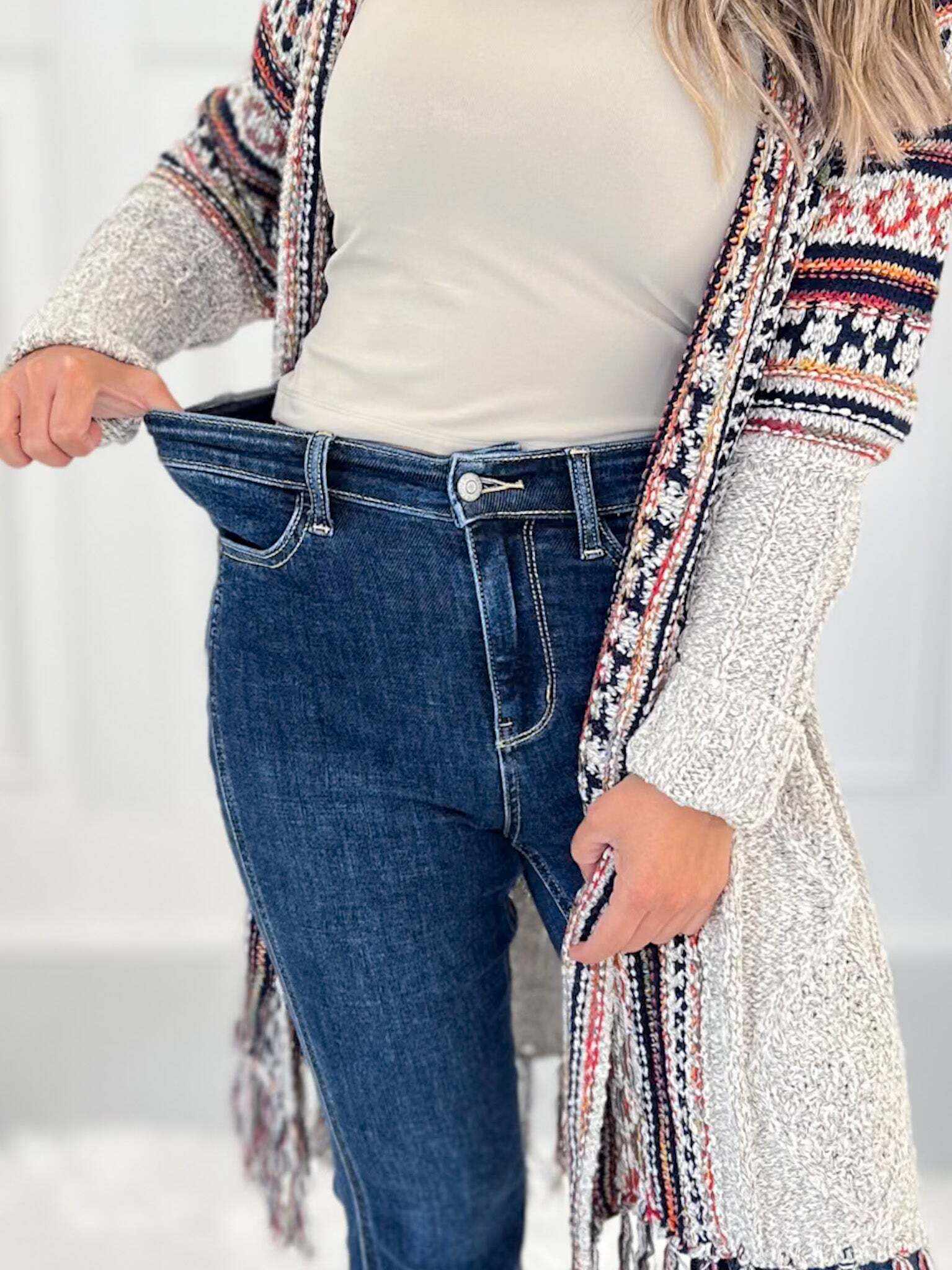 By My Side - Christmas Angled Side Seam Flare Jeans- Final Sale