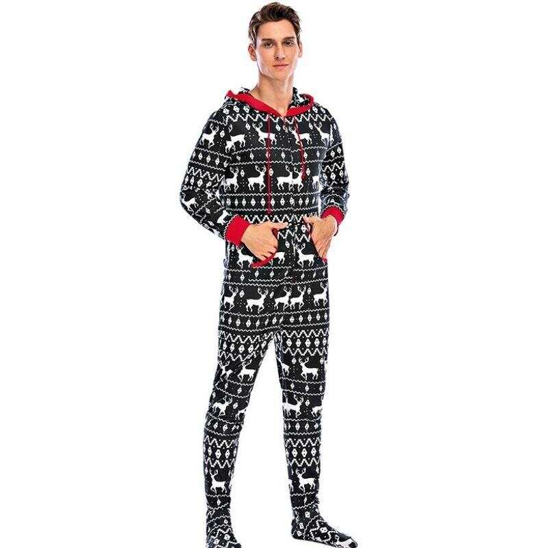 Christmas Printed Men Pajamas With Hoodie