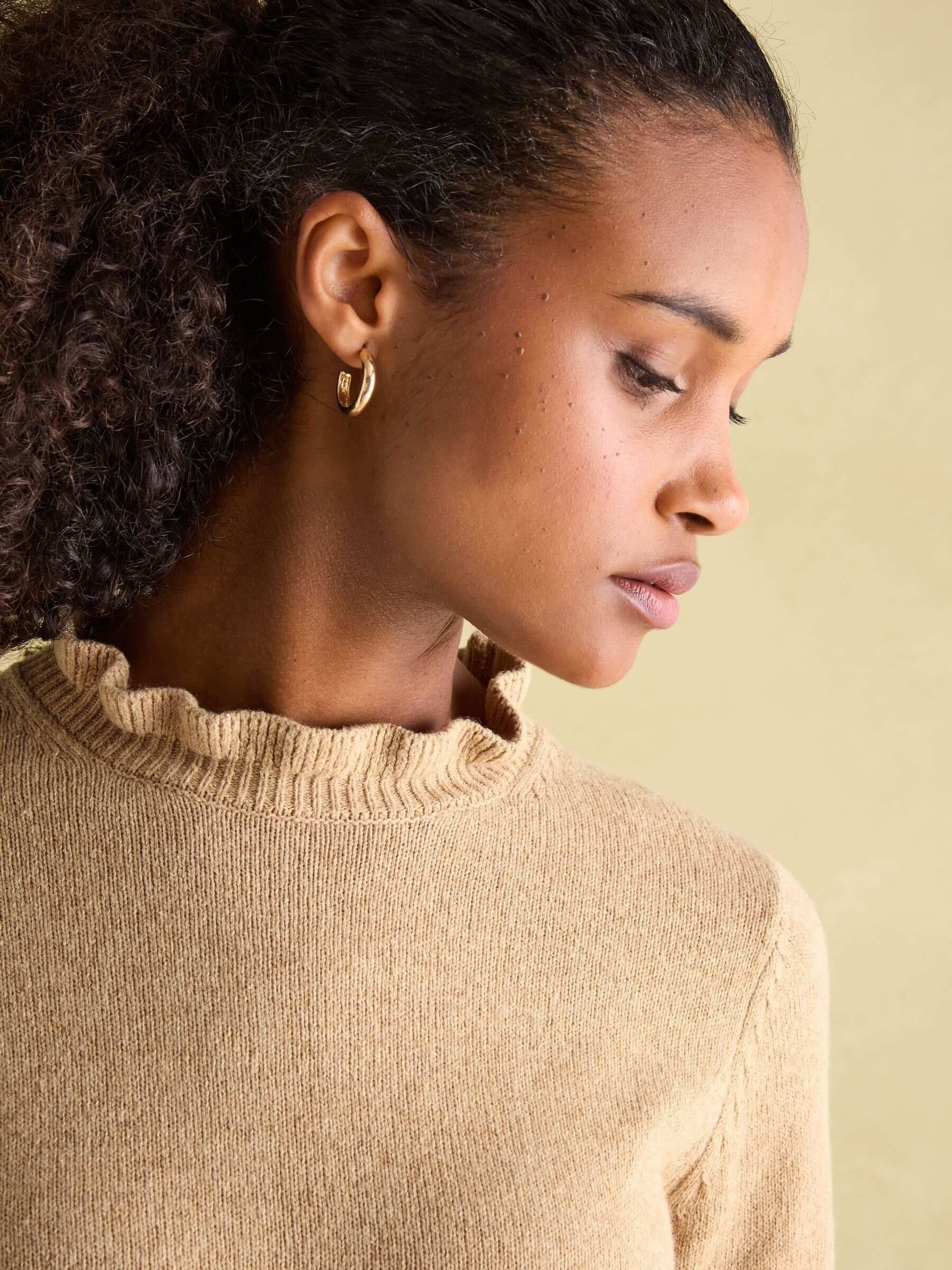 Edith Oat Frill Neck Jumper