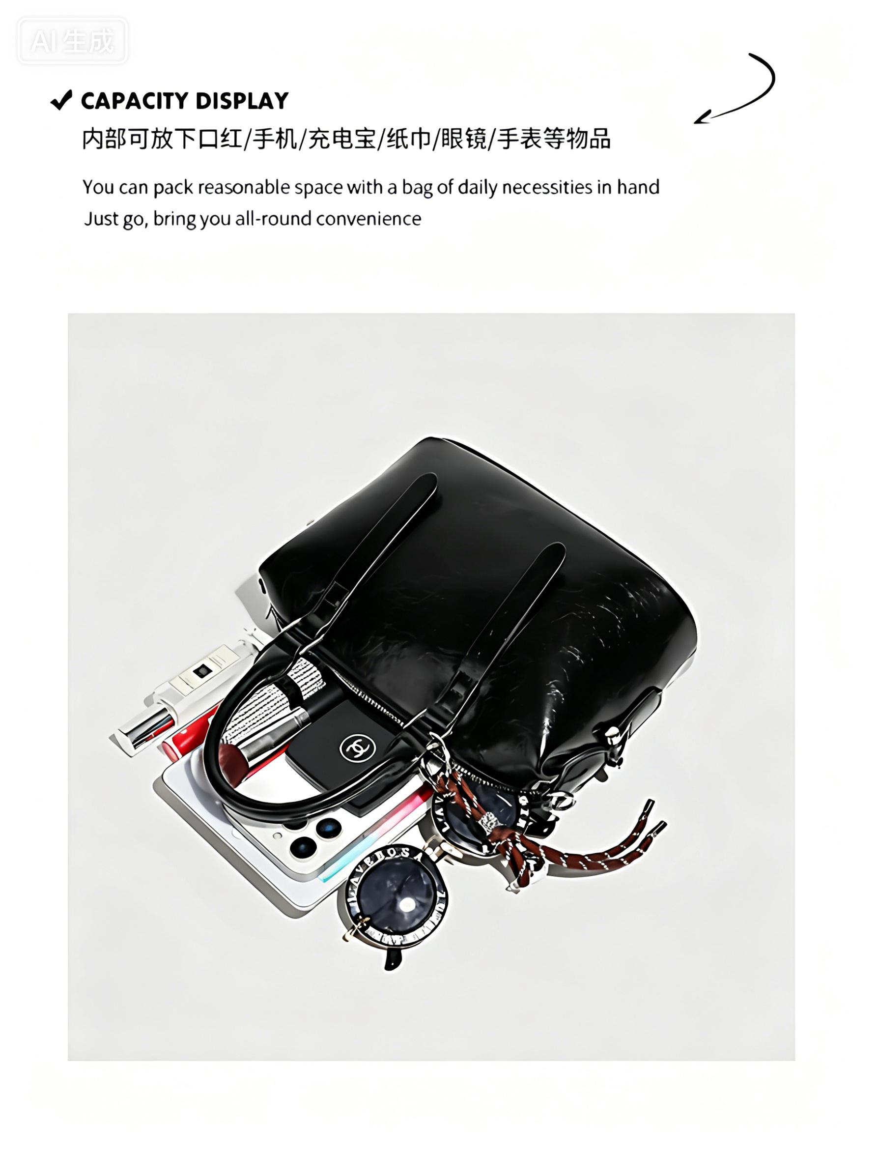 Fashionable womenbag with cowhide leather