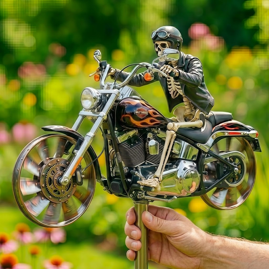 Skeleton Harley-Davidson Garden Wind Spinner