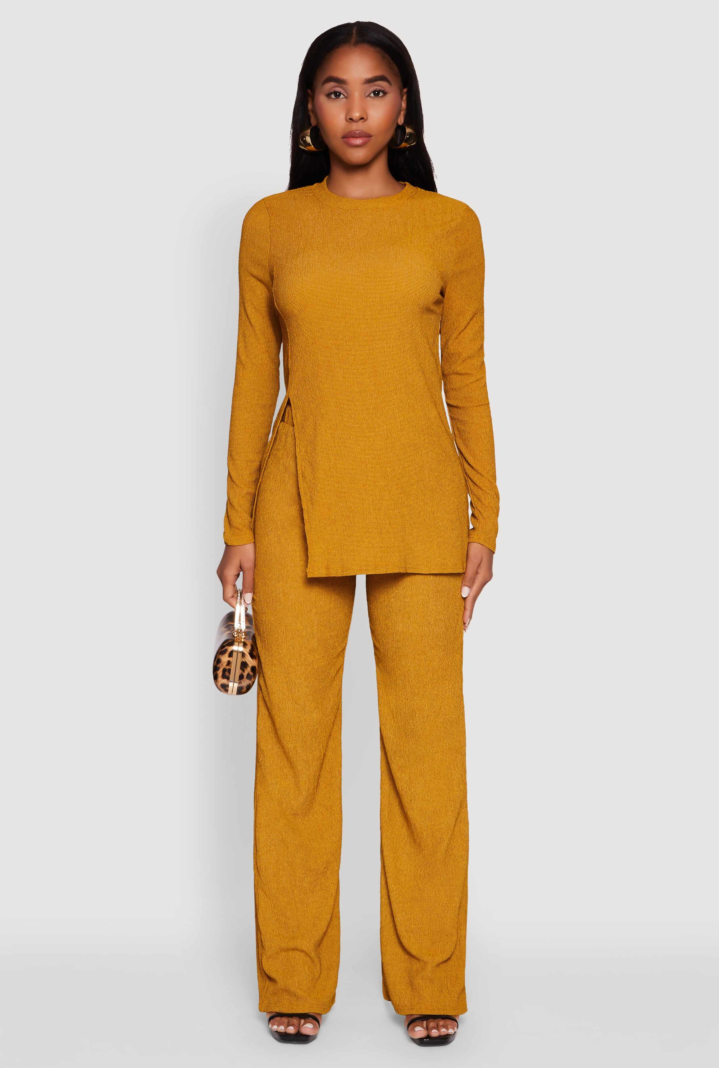 Seersucker Pull On Straight Leg Pants