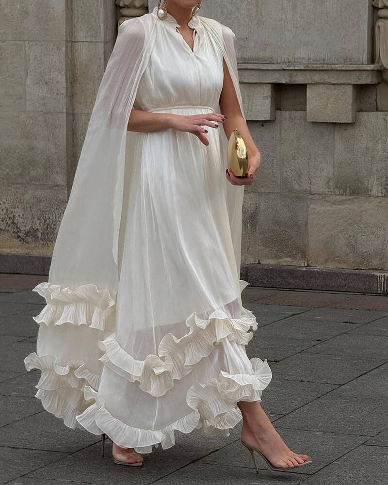 Round Neck Ruffled Fashionable Dress