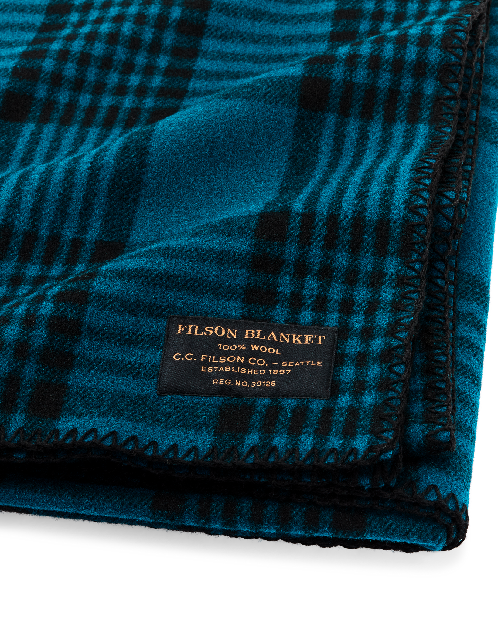 Mackinaw Wool  Blanket - Blue / Black Plaid
