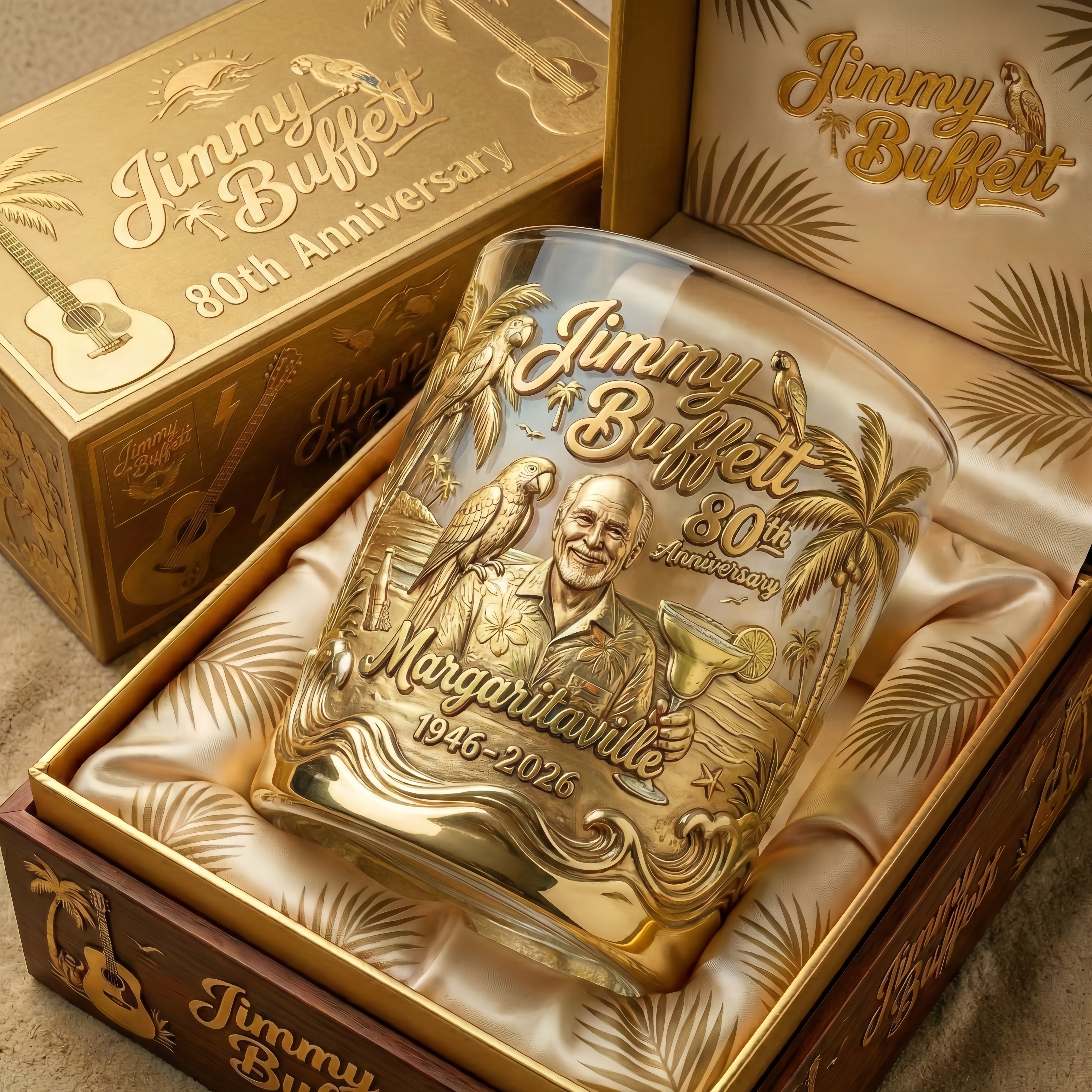 Jimmy Buffett 80th Anniversary Commemorative Whiskey Glass