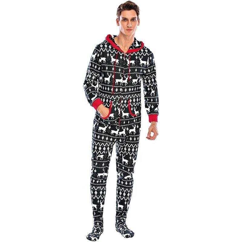 Christmas Printed Men Pajamas With Hoodie
