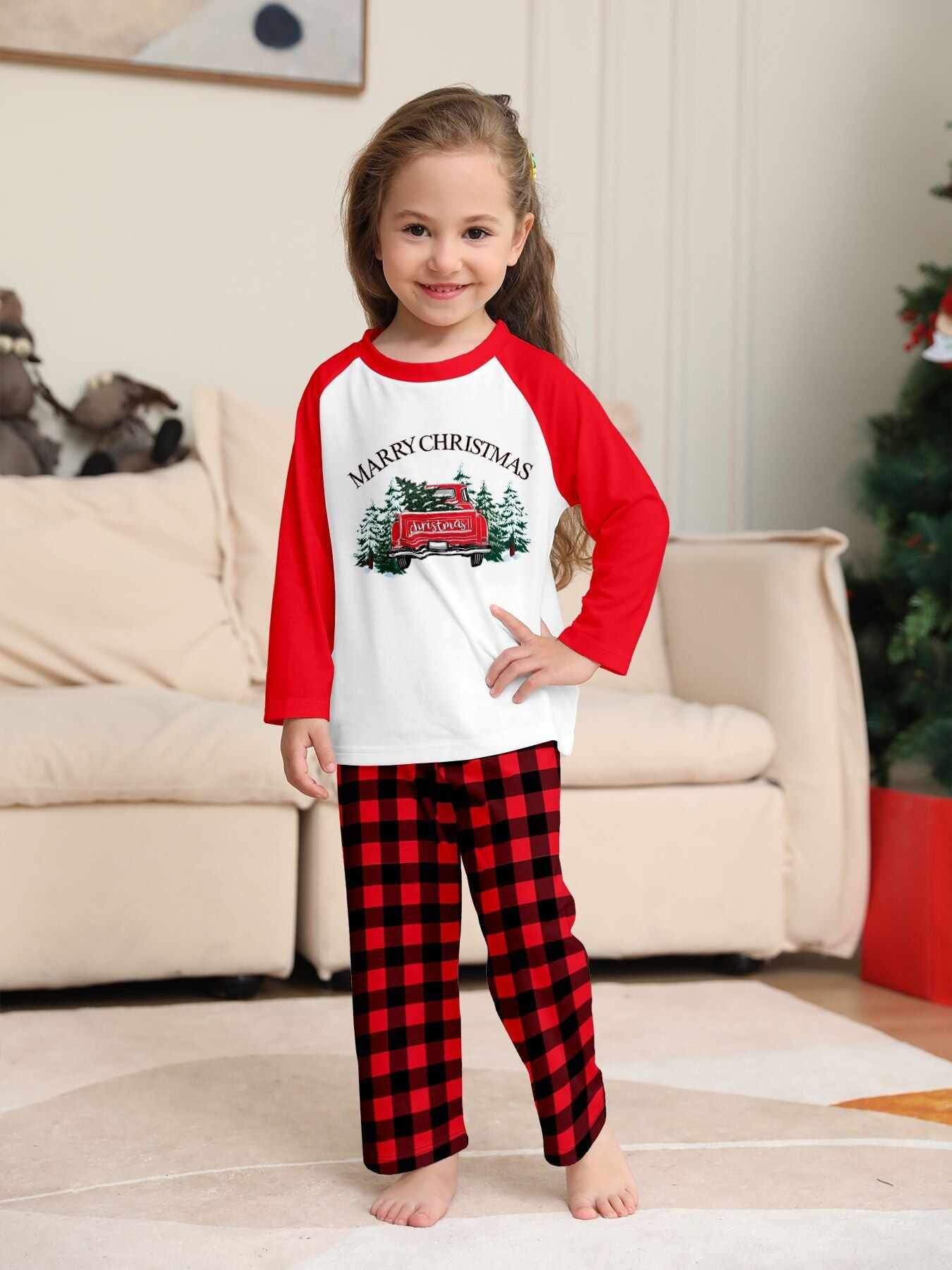 Red Car Printed Family Matching Christmas Pajamas Sets