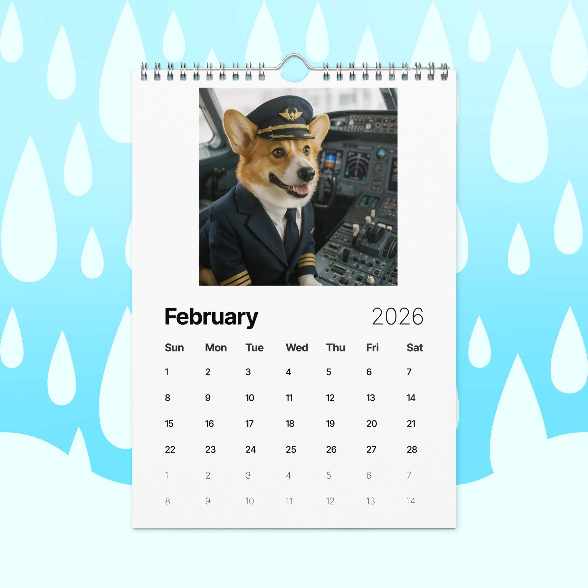Funny Corgi Dogs with Jobs Calendar 2026
