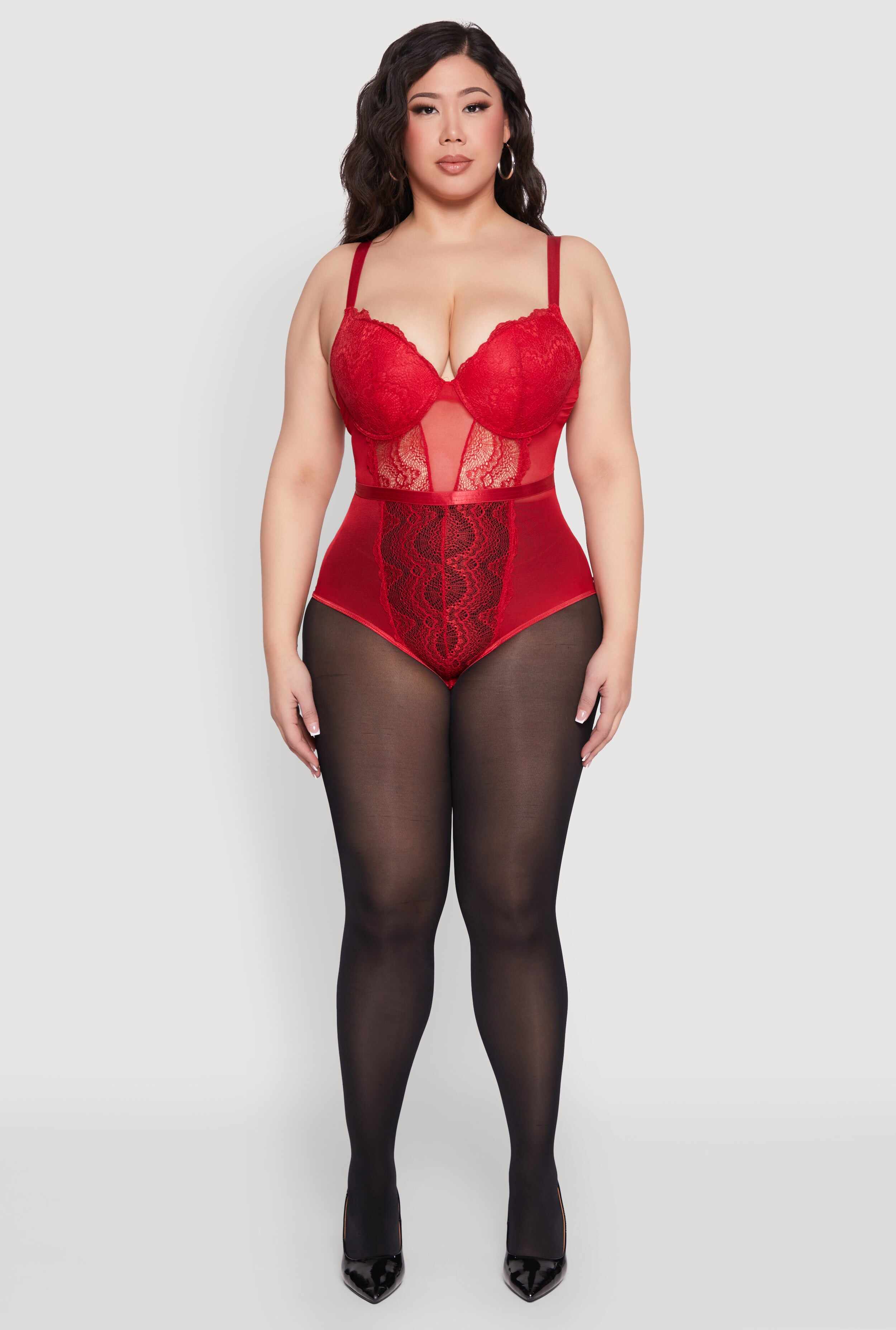 Plus Size Lace Detail Bustier Bodysuit