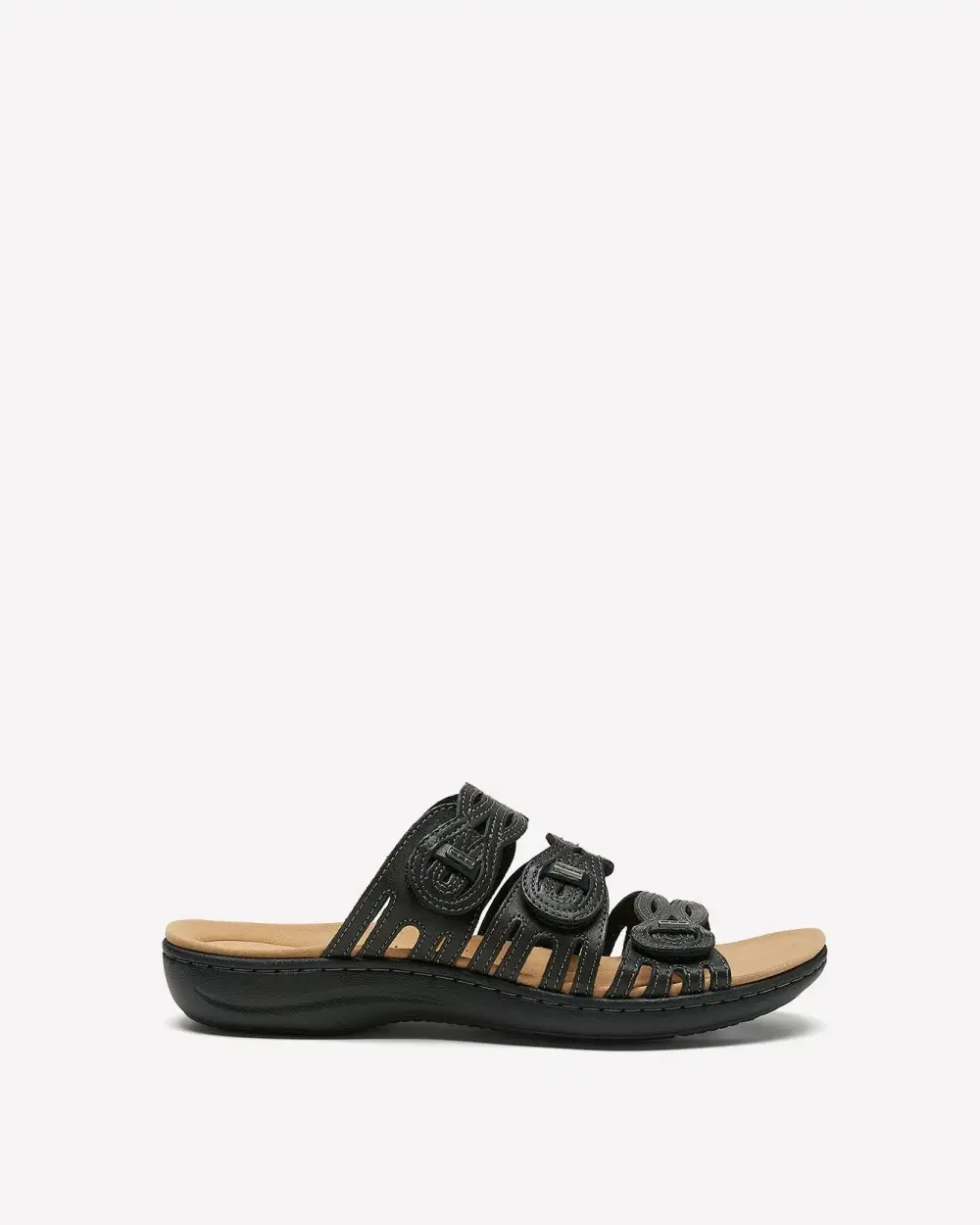 Wide Width, Leather Flat Sandal - Clarks