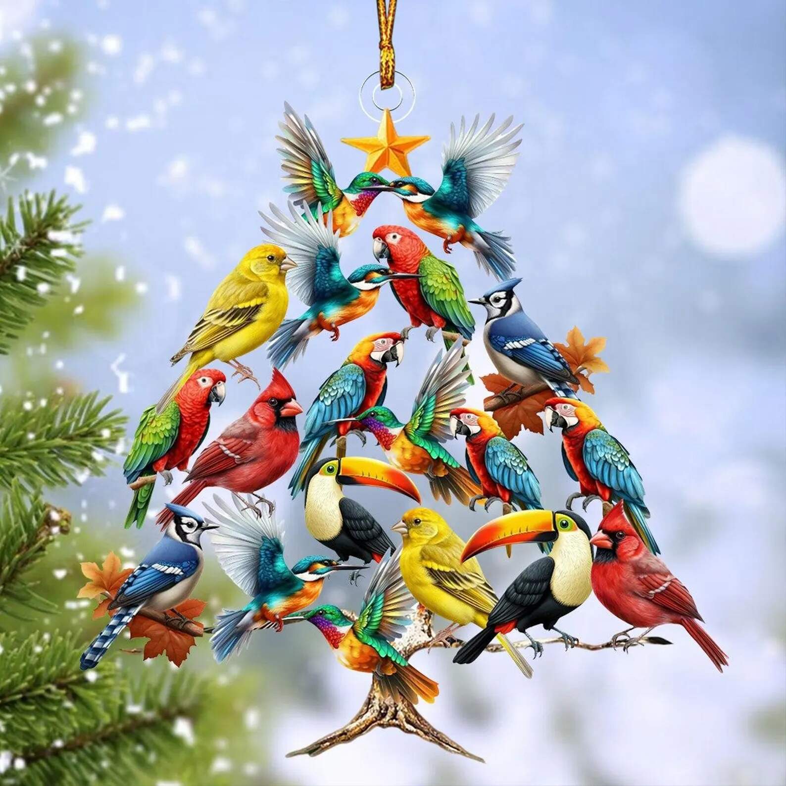 Colorful Bird Christmas Tree Ornament