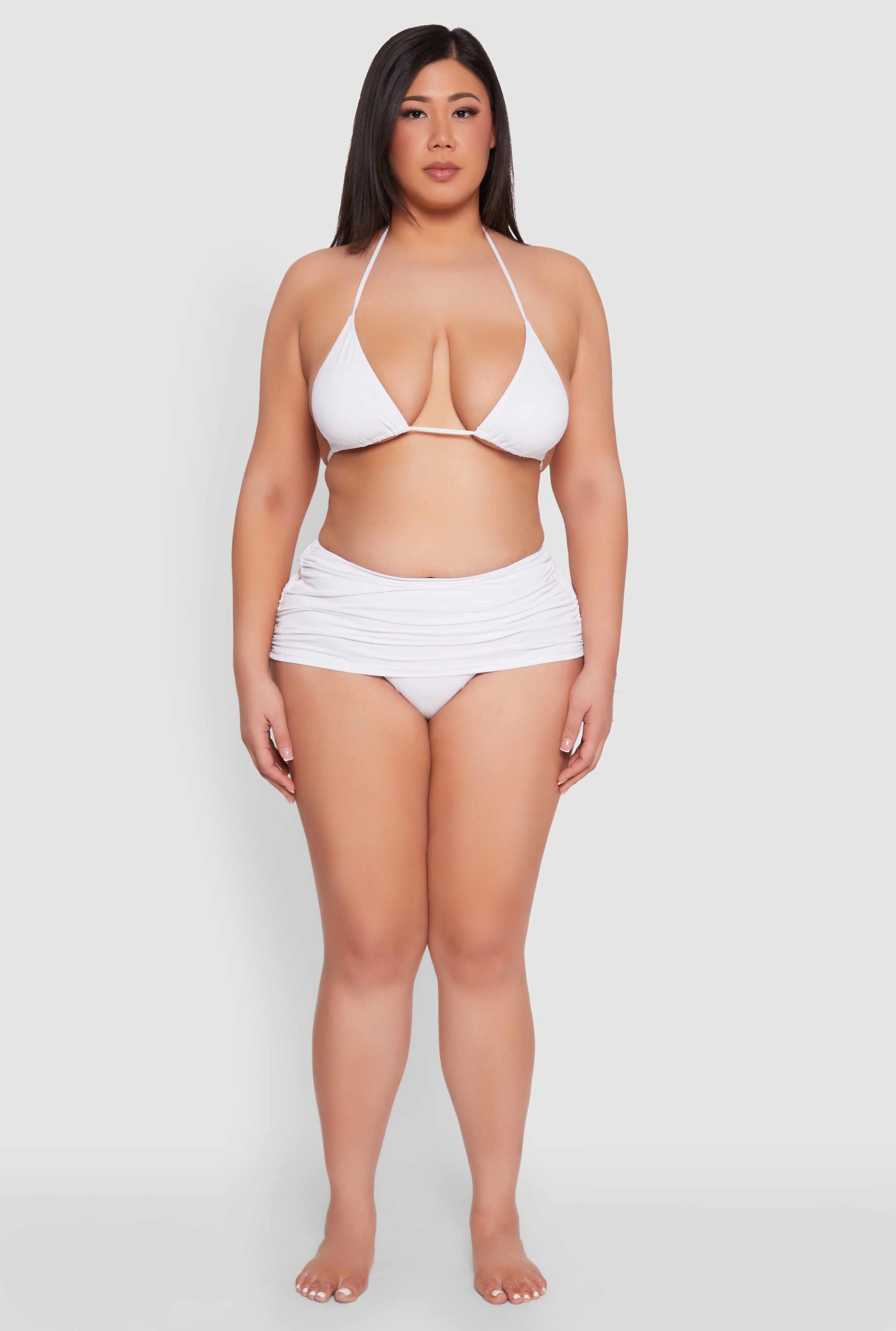 Plus Size Side Drawstring Swim Skirt
