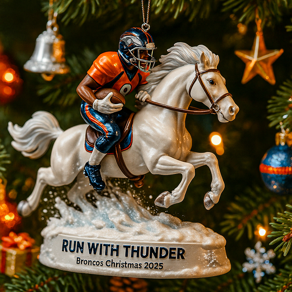 Broncos 'Run With Thunder' Spirit Christmas Ornament