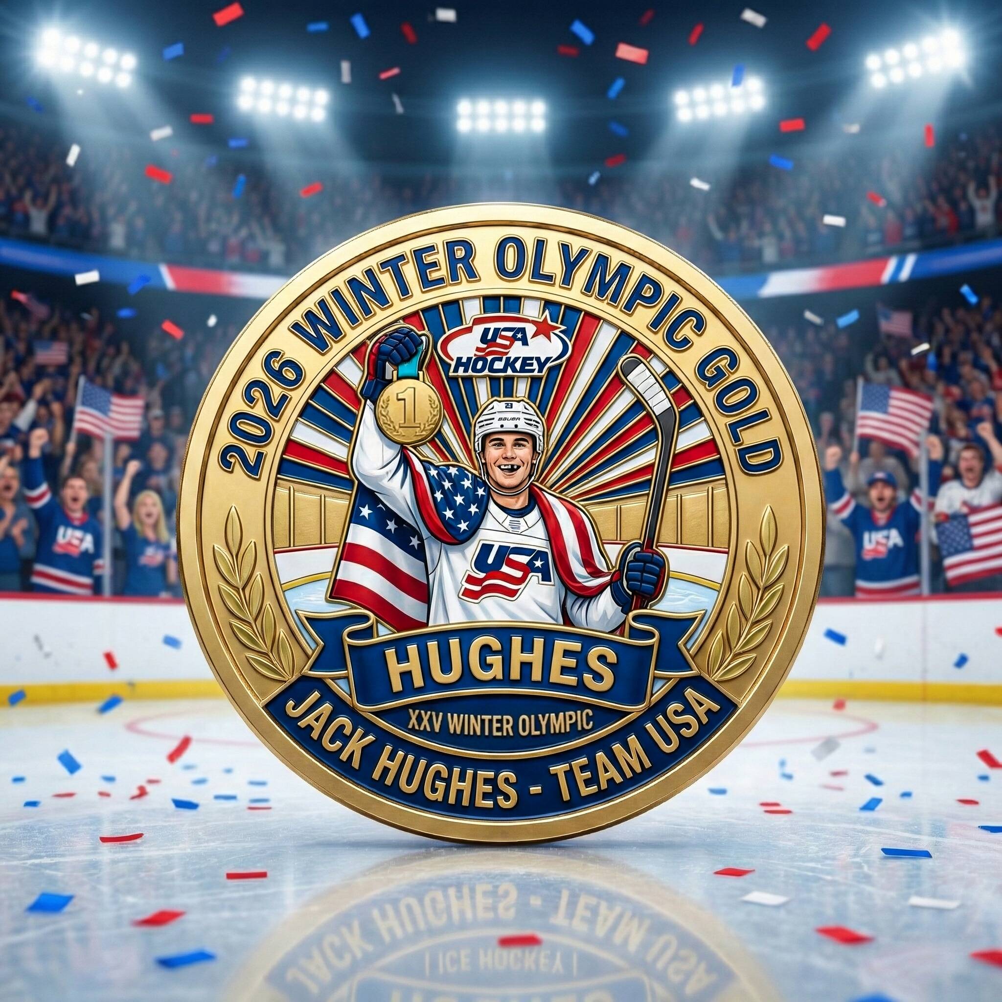 复制Jack Hughes – 2026 Winter Olympic Gold Commemorative Coin