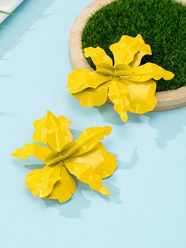 Flower Shape Solid Color Earrings Accessories