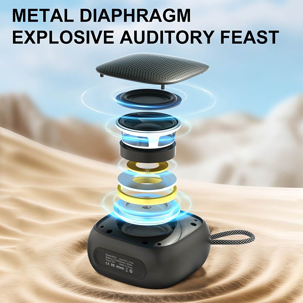 [Portable Wireless Speaker] Portable Wireless Speaker | TWS Stereo, Automatic Call Cut-Off, Private Protection, FM Radio, TF Card, USB, Type-C Charging, Convenient Lanyard, Suitable for Birthday Gifts or Outdoor Camping