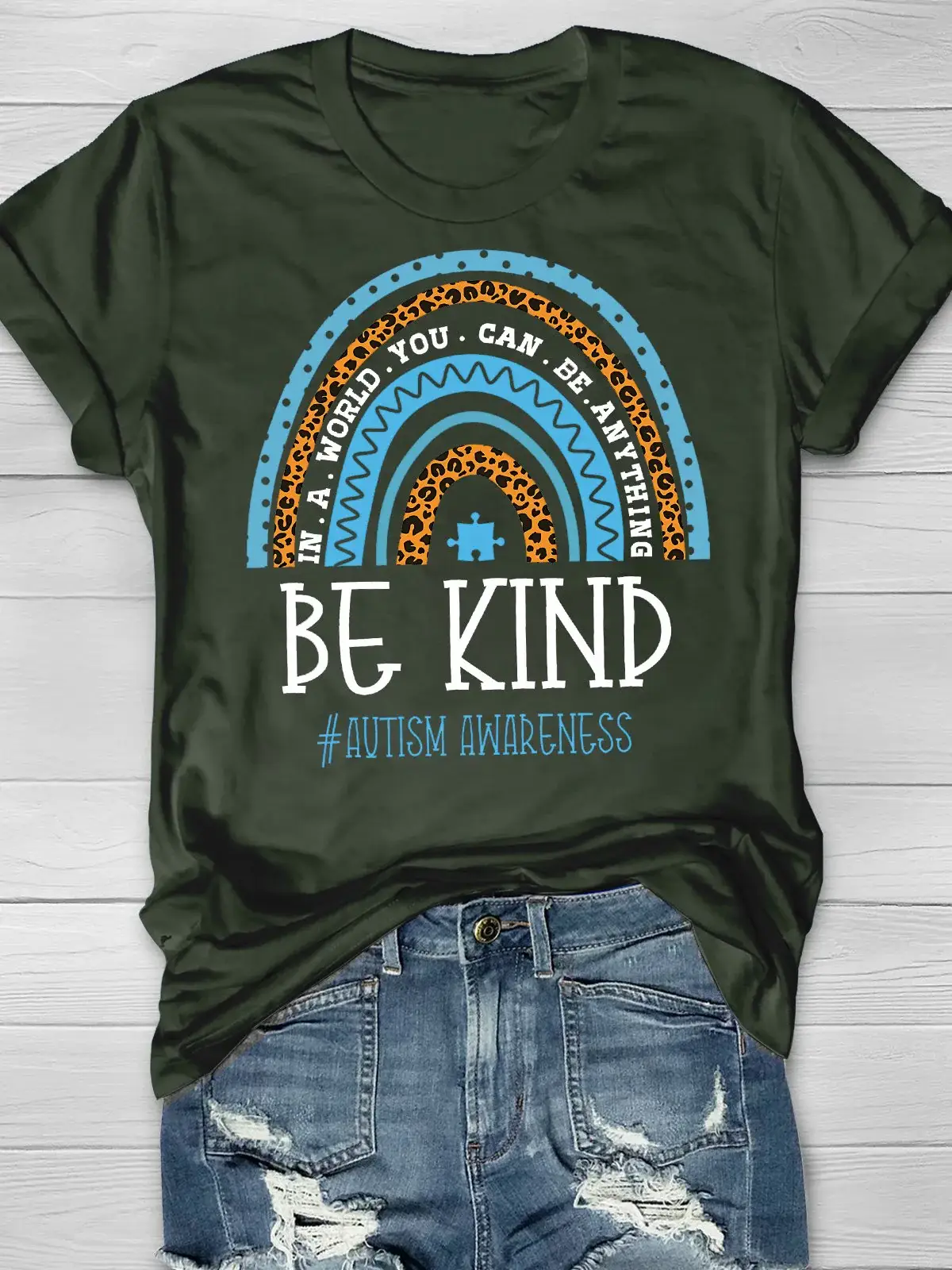 Autism Awareness Be Kind Printing T-shirt