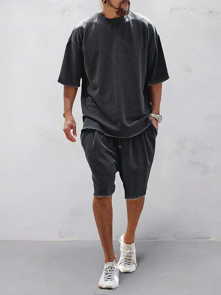 Men's Casual Loose Fit Solid Sports Sets