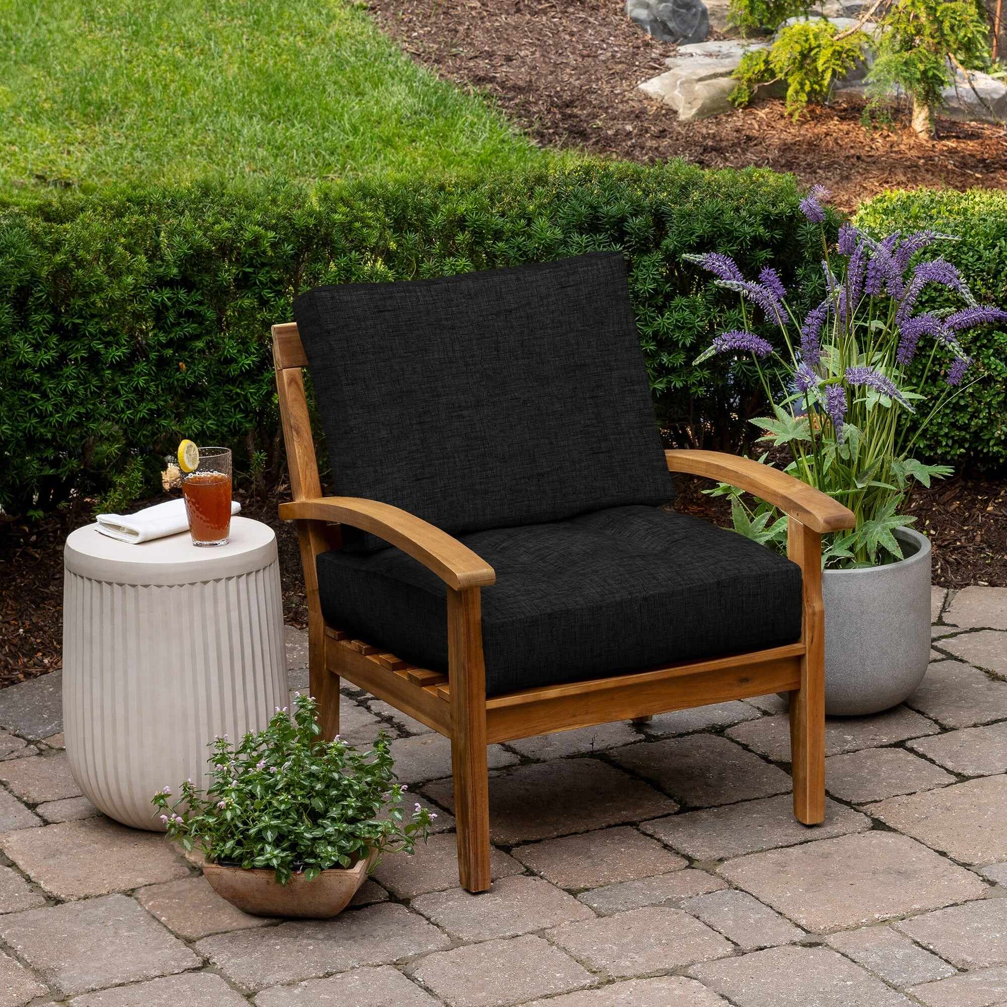 ARDEN Outdoor Plush Modern Tufted Blowfill Deep Seat Set, 24 x 24