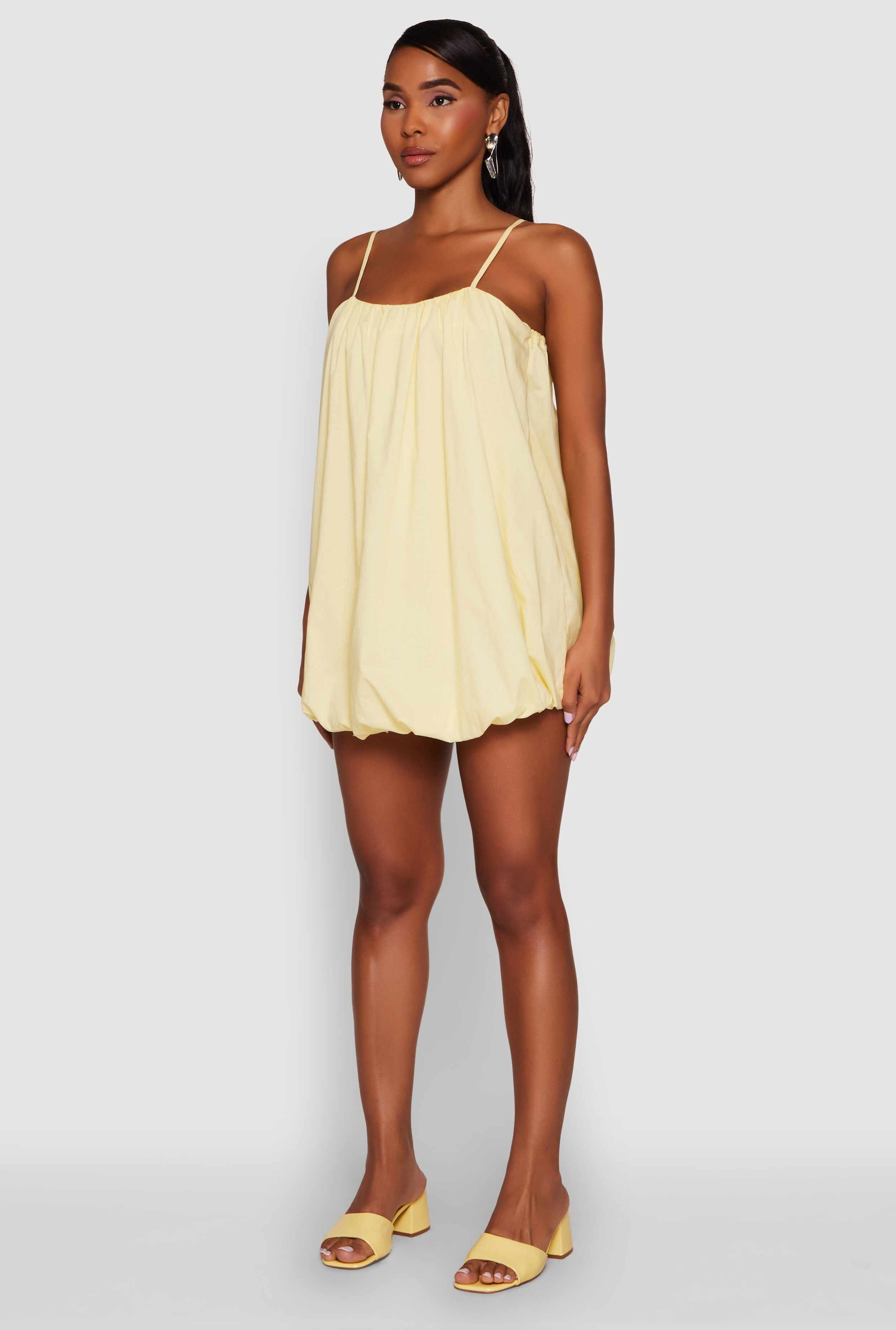 Chic Poplin Bubble Hem Spaghetti Strap Dress