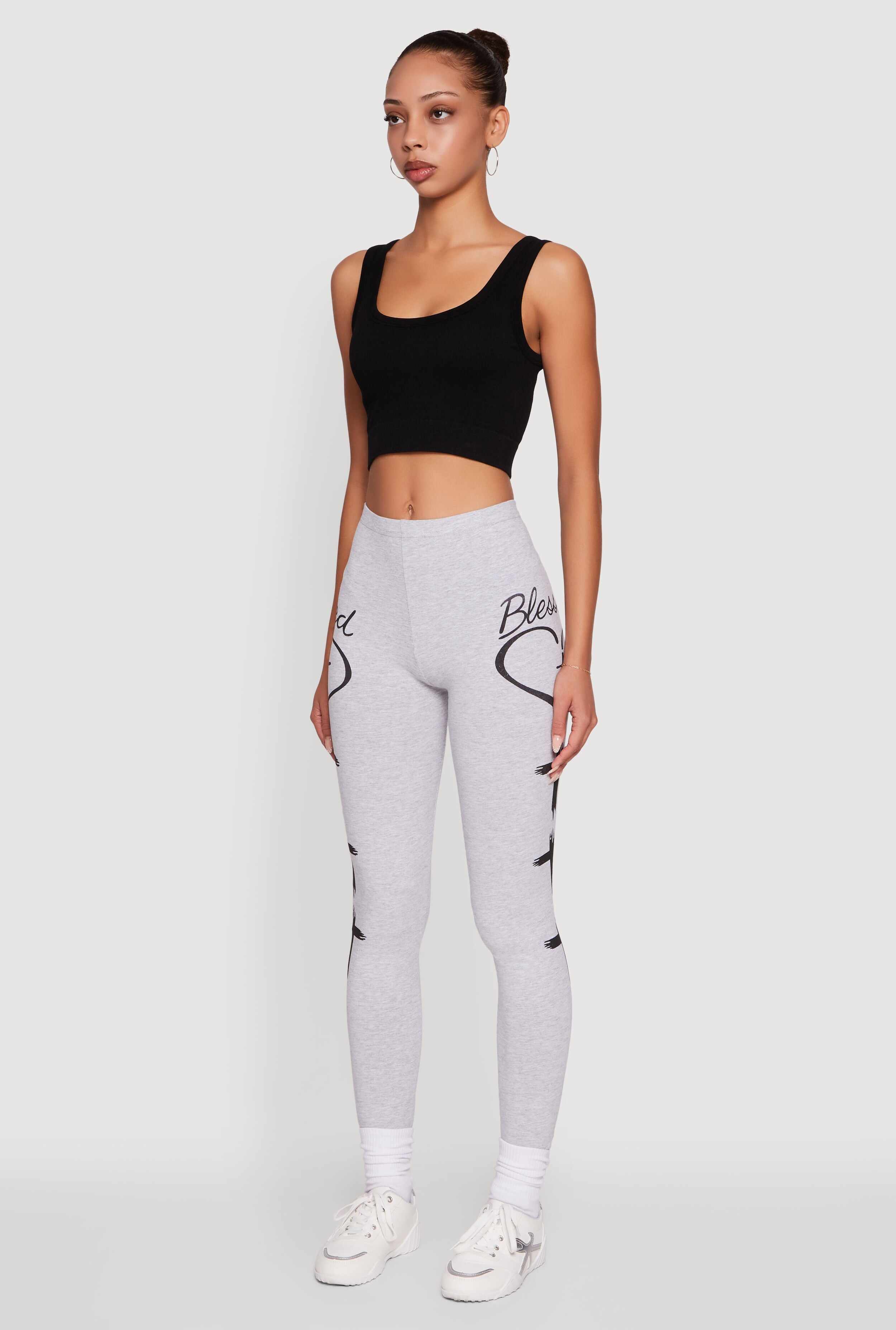 Blessed Cross Heart Graphic Leggings