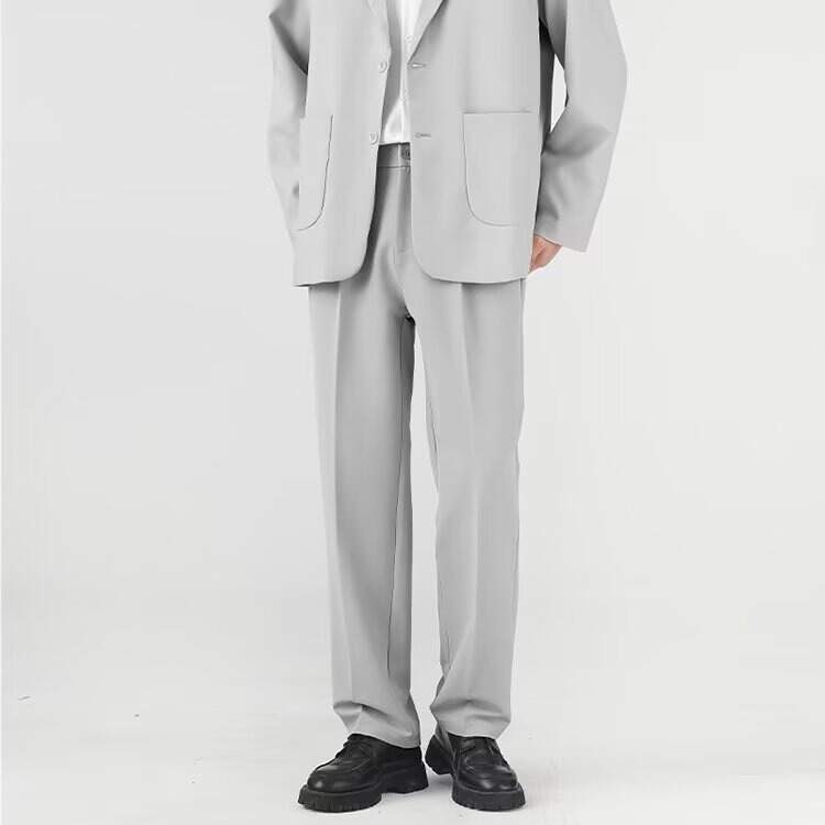 Spring Autumn Men's Straight Fit Short Pants - Stylish, Trendy, Chic Casual Pants for Men - In Style with a Loose Fit and Good Drape - Perfect for Wearing as a Suit Pants