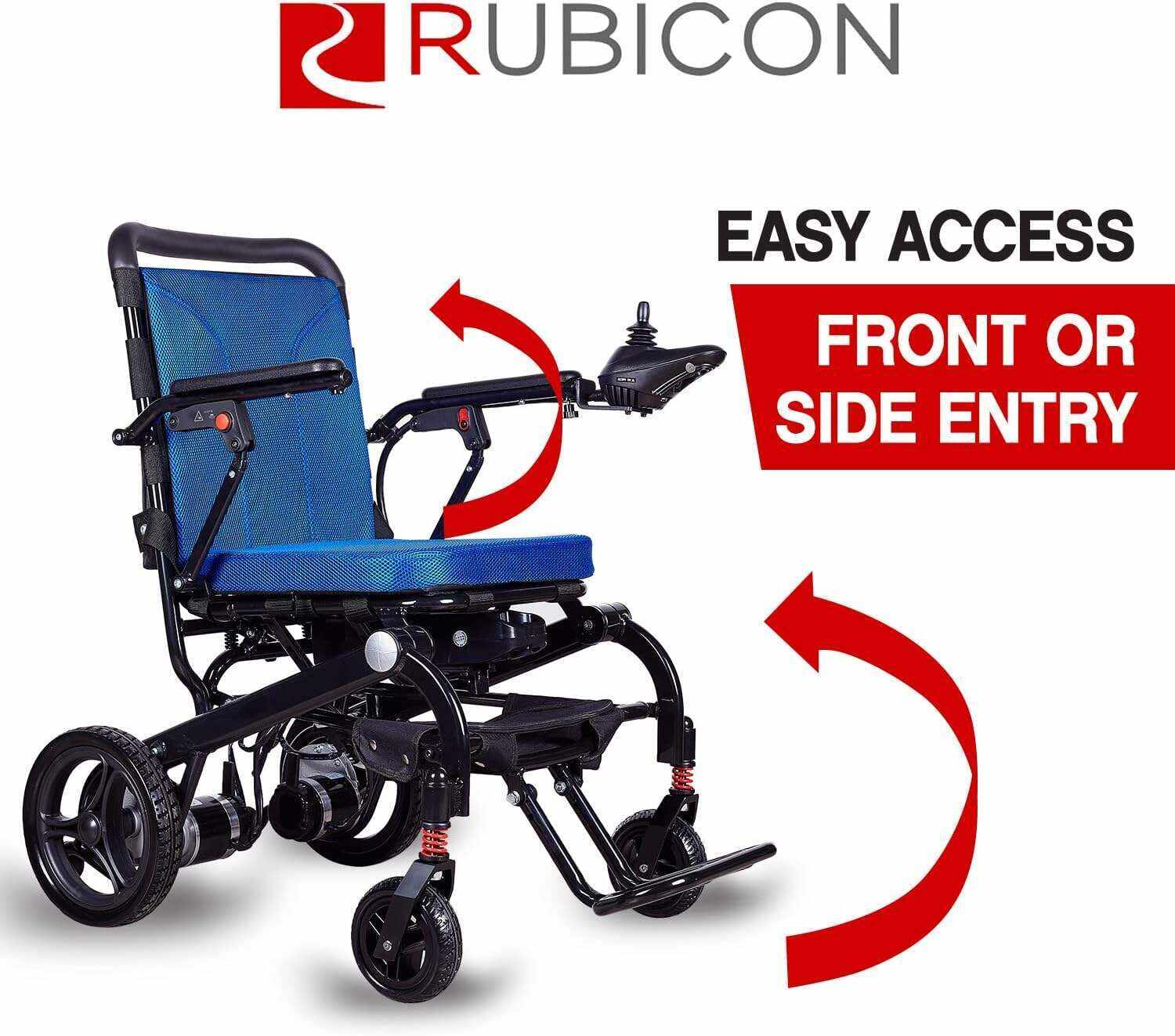 Rubicon DX06 Super Lightweight Electric Wheelchairs - Easy to Use - 12 mi Cruise Range - Detachable Battery 10AH - Liftable Armrest- Travel Size Foldable Power Wheelchair - Serviced from USA (Model1)