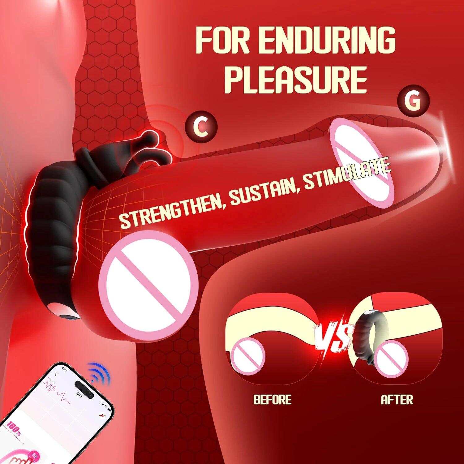 USB Rechargeable Silicone Vibrating Penis Ring – 10 Modes for Couples