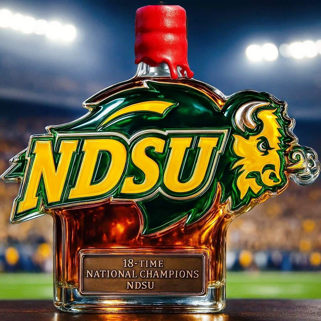 North Dakota State Bison 18-Time National Champion Whiskey Bottles