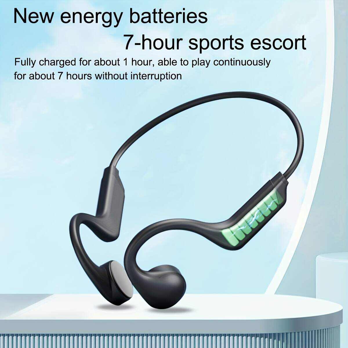 2025 New Upgraded Bone Conduction Earphones True Wireless Open Type Earphones Dual Ear Bone Sensing Sports Earphones Waterproof Sweat Resistant Tape Microphone Induction Conduction Earphones For Running, Cycling, Exercise, Gym Driving Black