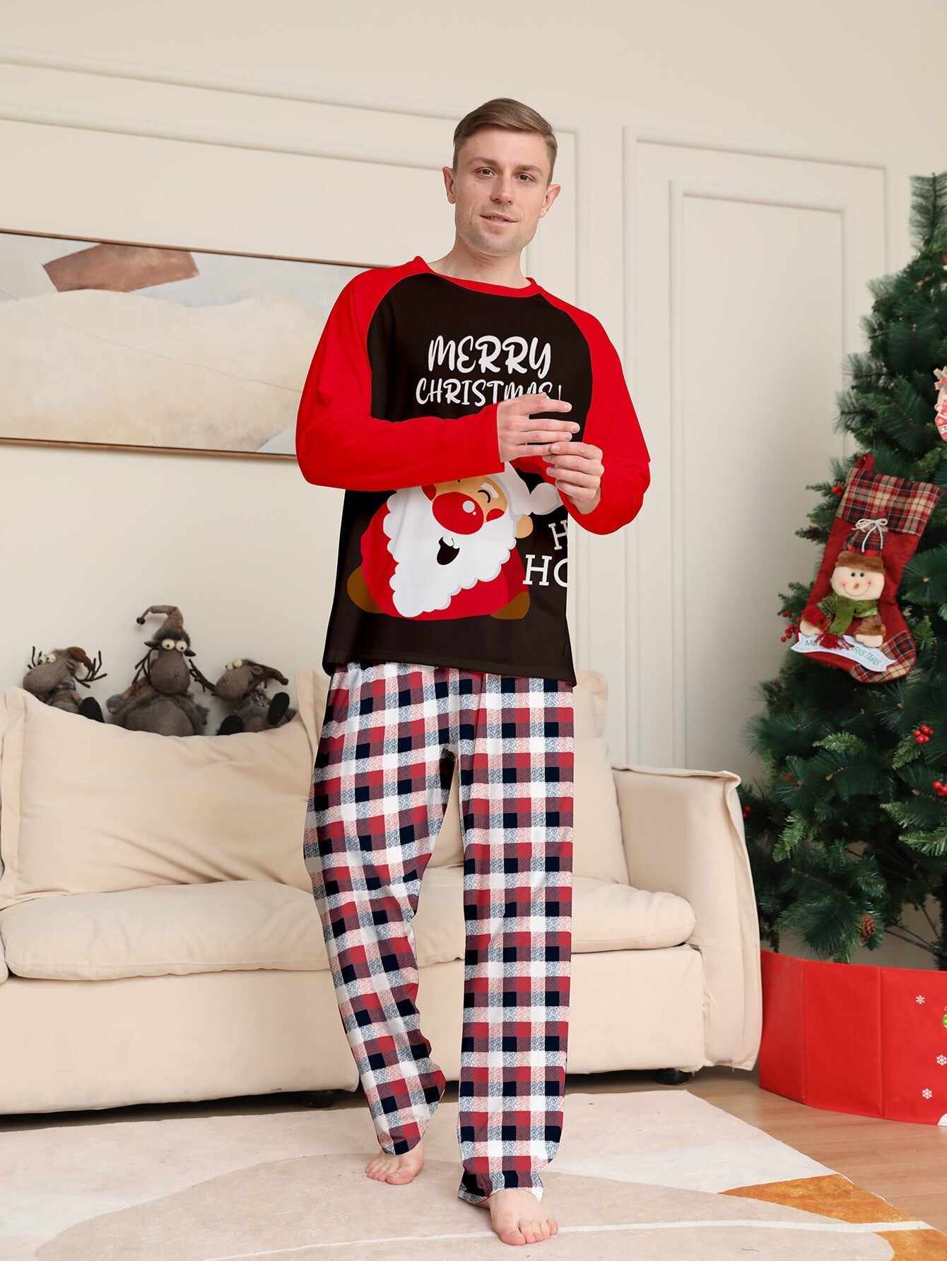 Family Matching Santa Cute Printed Pajama Set