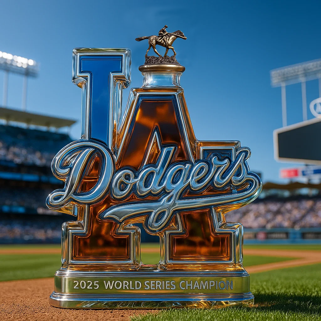 Los Dodgers 2025 World Series Champions Whiskey Bottle
