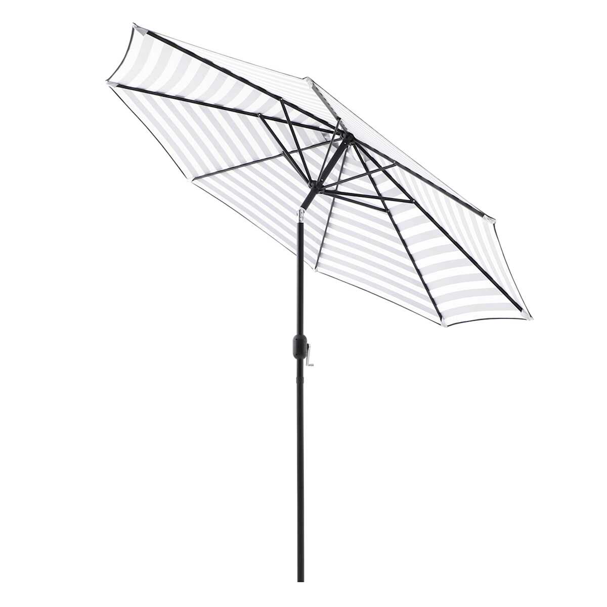 Black Awning Stripe Crank & Tilt Round Patio Umbrella, 9'