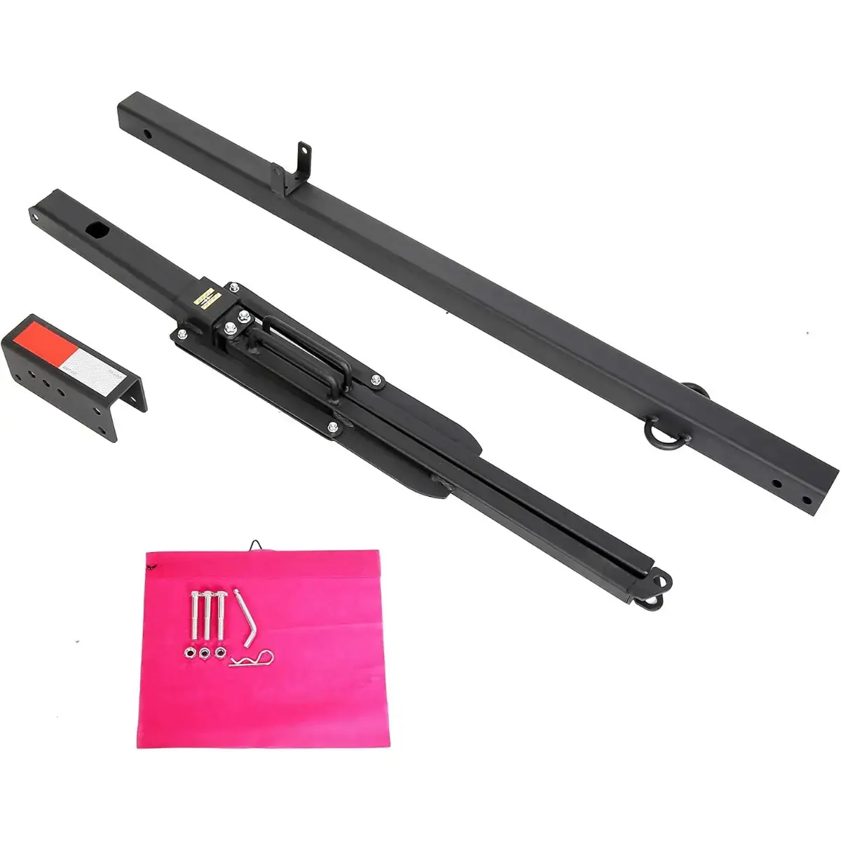 2 in 1 Foldable Truck Bed Hitch Extender Pickup Rack with Safety Flag | For Kayak, Canoe, Lumber & Long Cargo