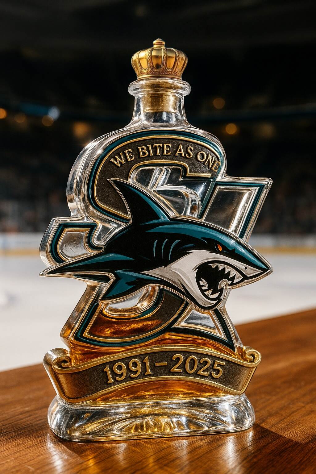 San Jose Sharks 34th Anniversary Whiskey Bottle
