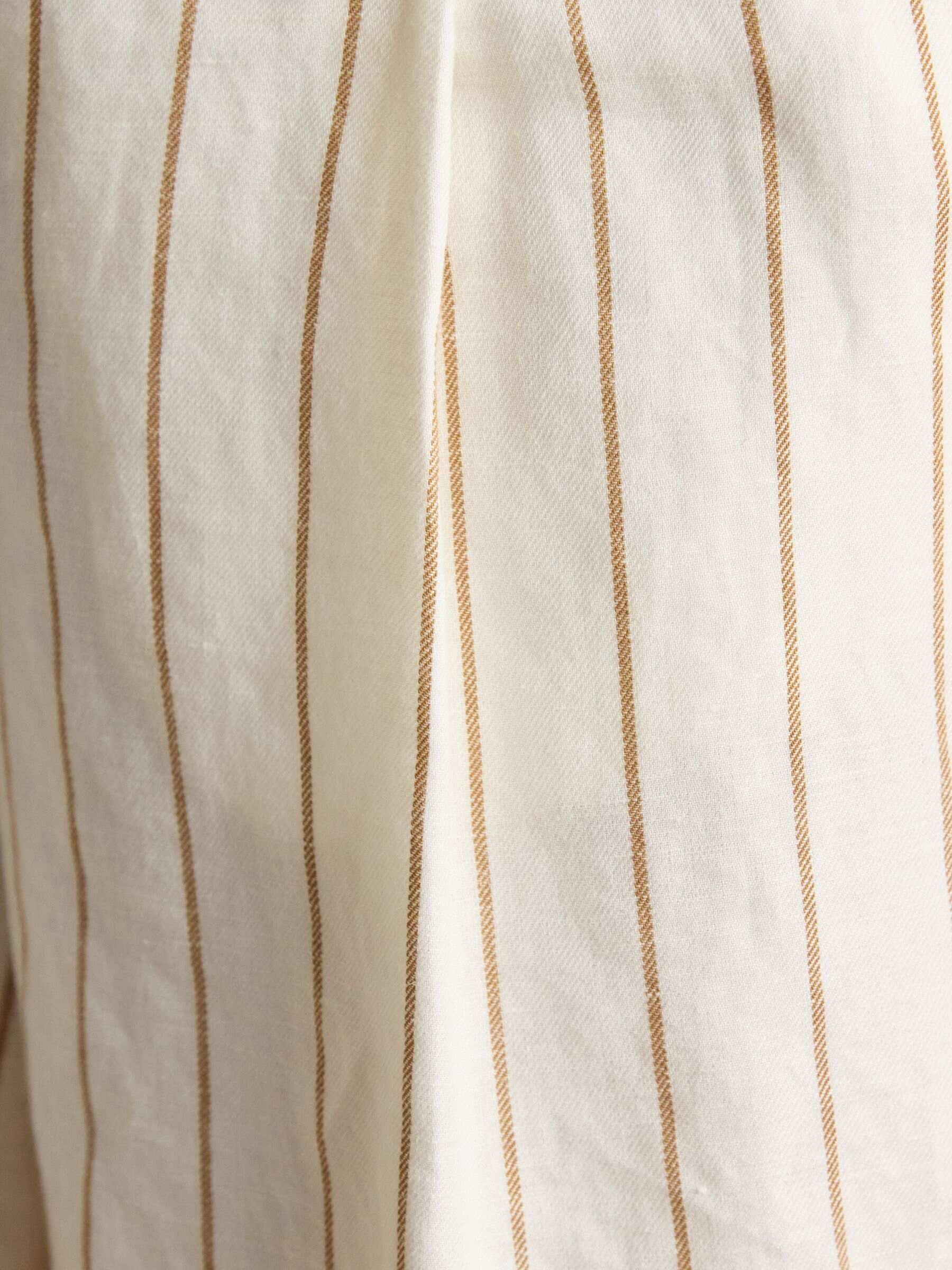 Cream Stripe Linen-Cotton Tailored Shorts