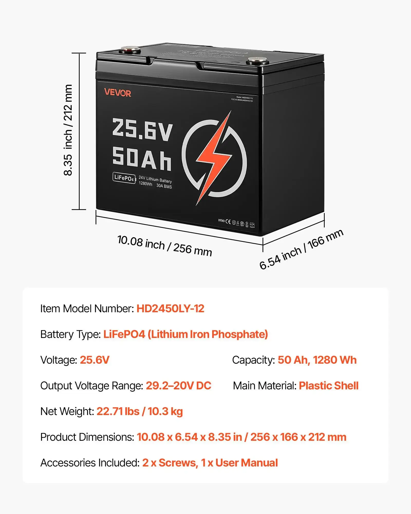 24V 50Ah LiFePO4 Lithium Battery, Bluetooth, Deep Cycle Lithium Rechargeable Battery, Built-in 30A BMS, Low Temp Protection, 4000+ Cycles, Max. 1280Wh, for RV, Camper, Trolling Motors, Marine