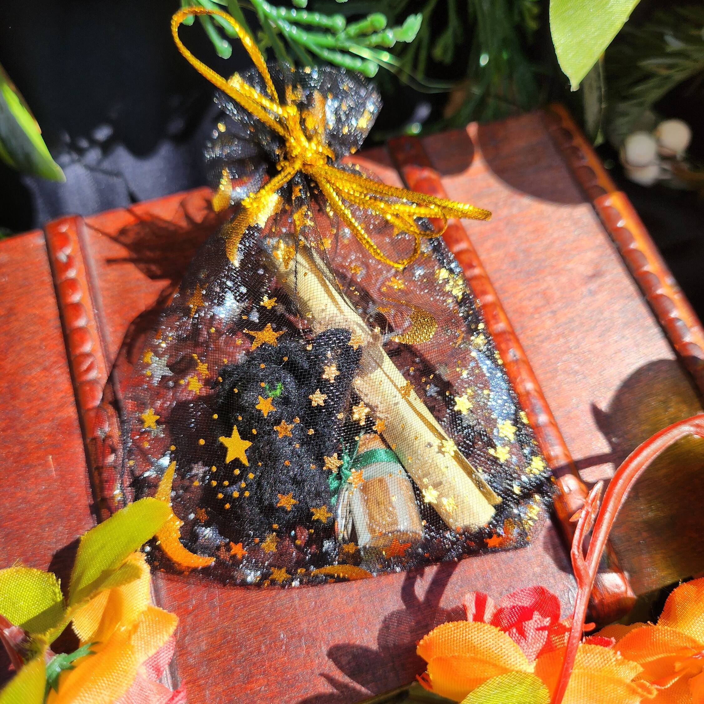 Luck spell with lucky black cat, miniature cat gift for cat lovers