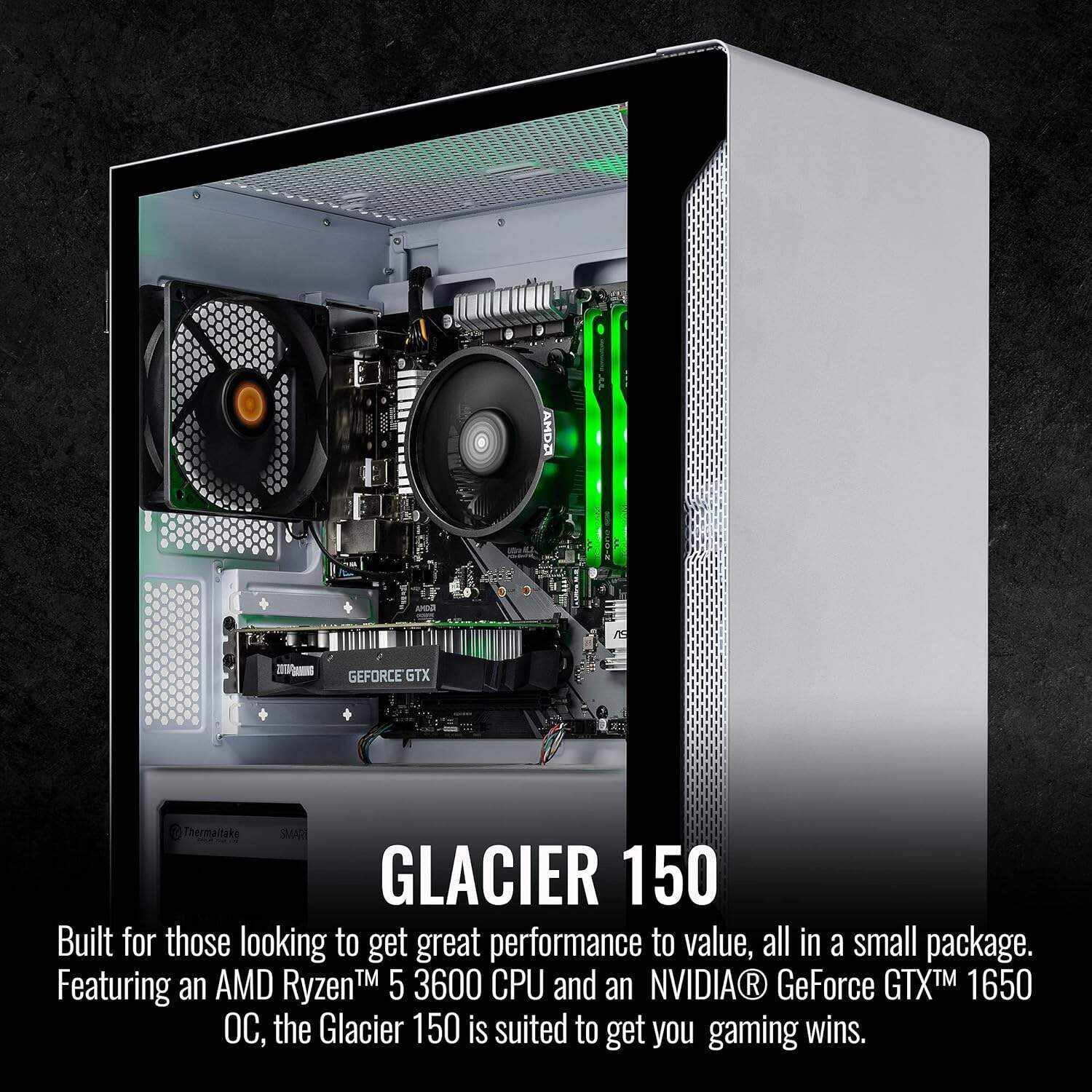 Thermaltake Frostbite 380 Gaming Desktop (AMD RyzenTM 7 5800X 8-core, ToughRam RGB DDR4 3600Mhz 32GB Memory, NVIDIA® GeForce RTXTM 3080, 1TB NVMe M.2, Win10 Home) D3FB-B550-380-LCS