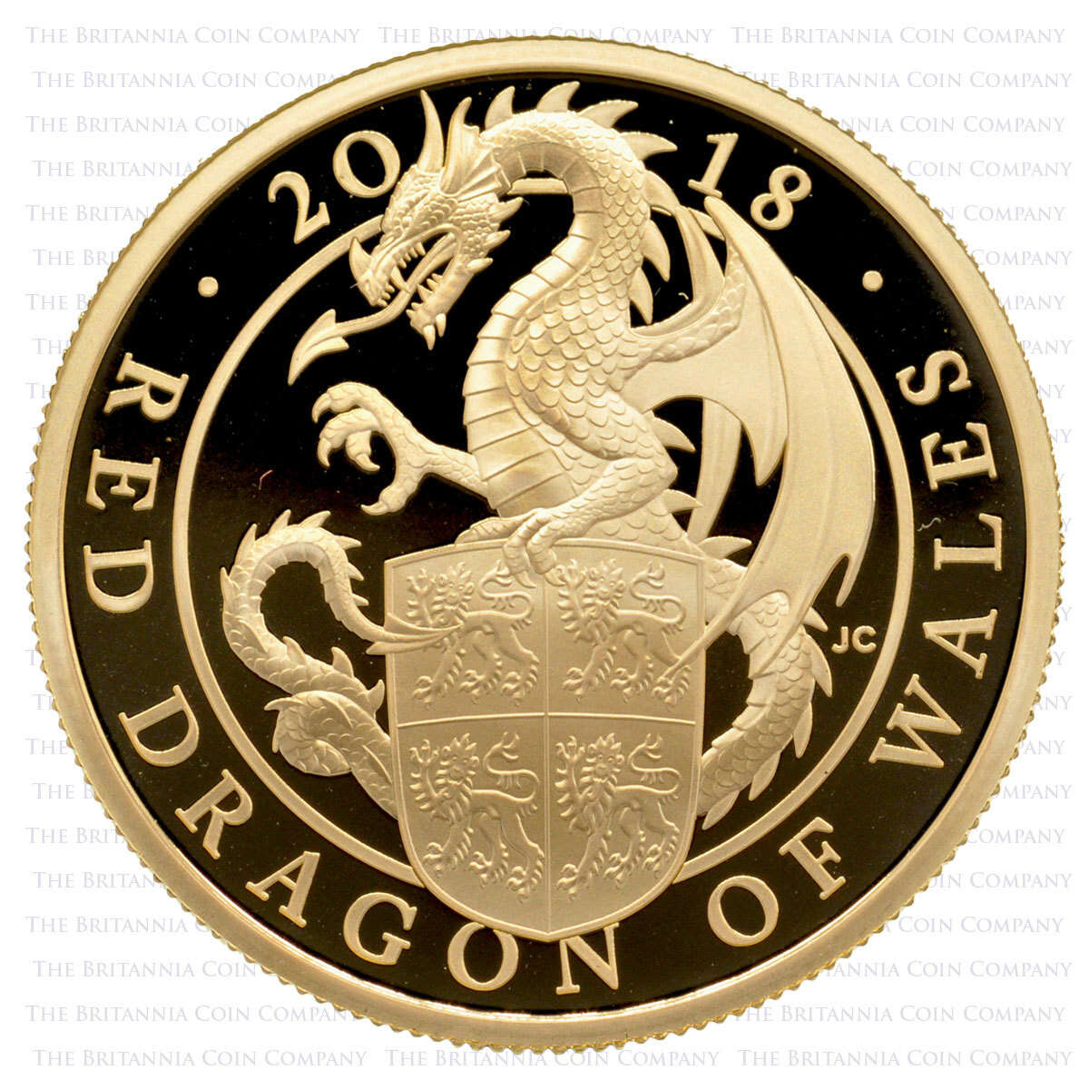 2018 Queen's Beasts Red Dragon Of Wales One Ounce Gold Proof Coin