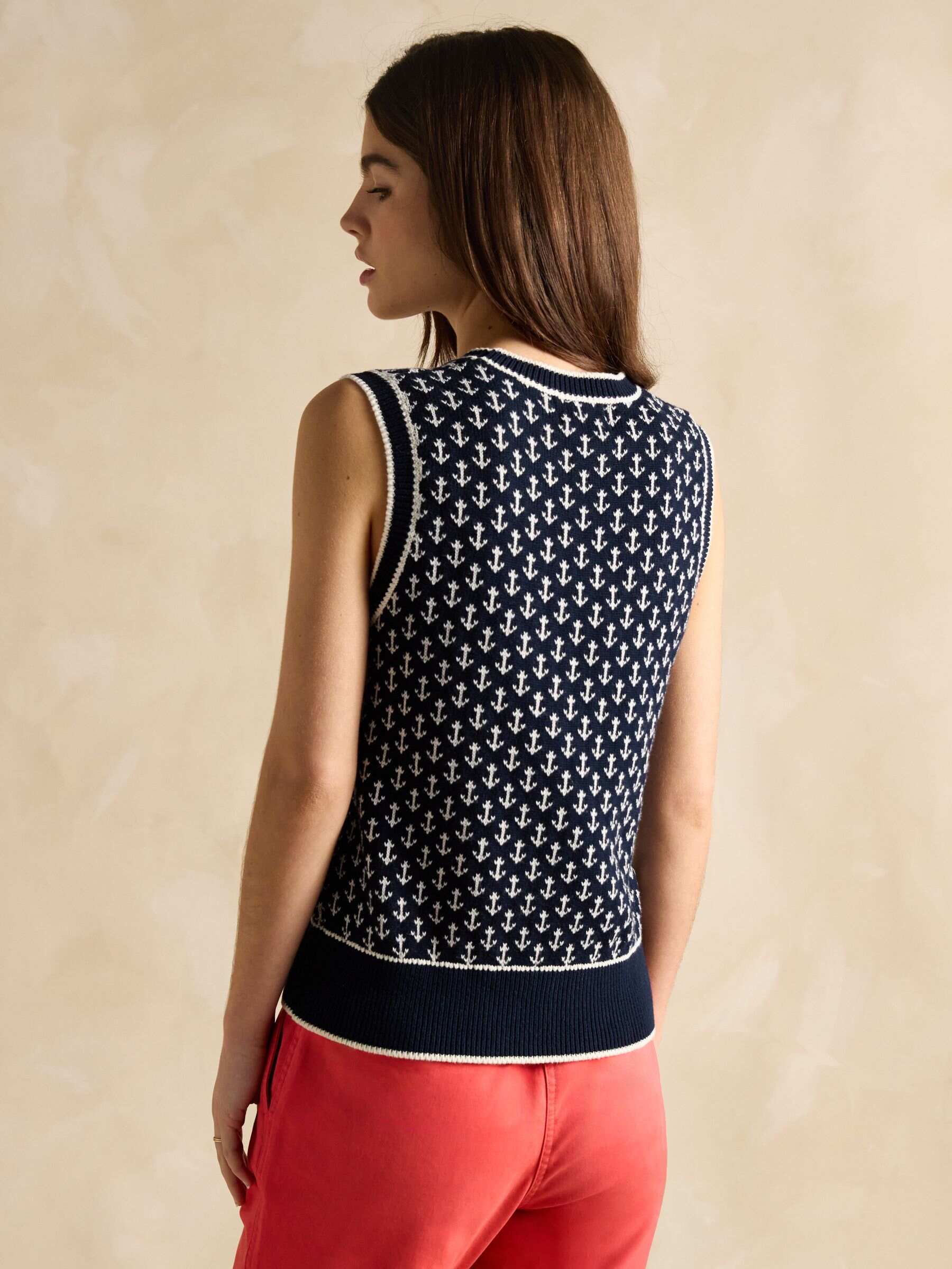 Marine Navy Anchor Cotton Knitted Vest
