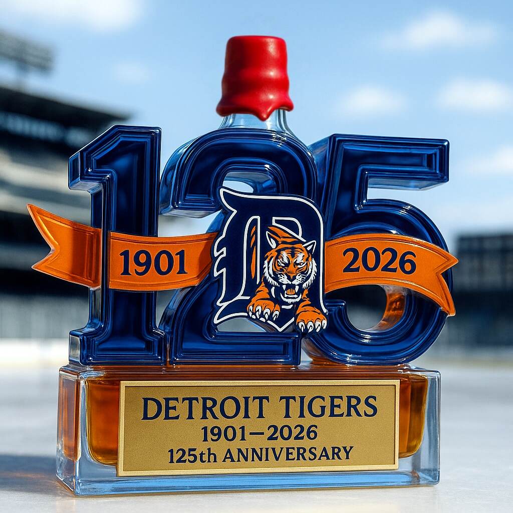Detroit Tigers 125th Anniversary Whiskey Bottle