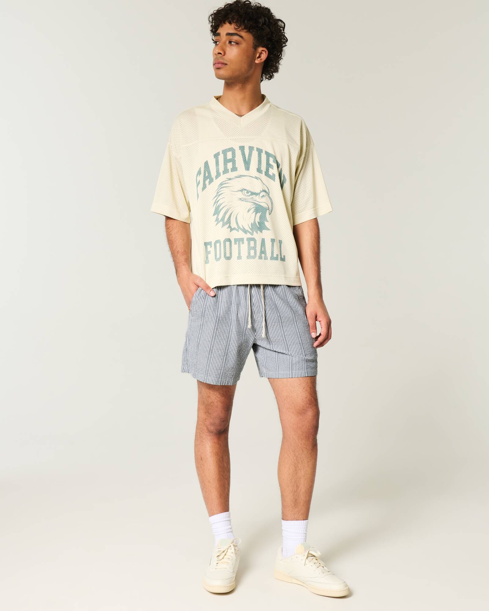Mid-Thigh Linen-Blend Pull-On Shorts