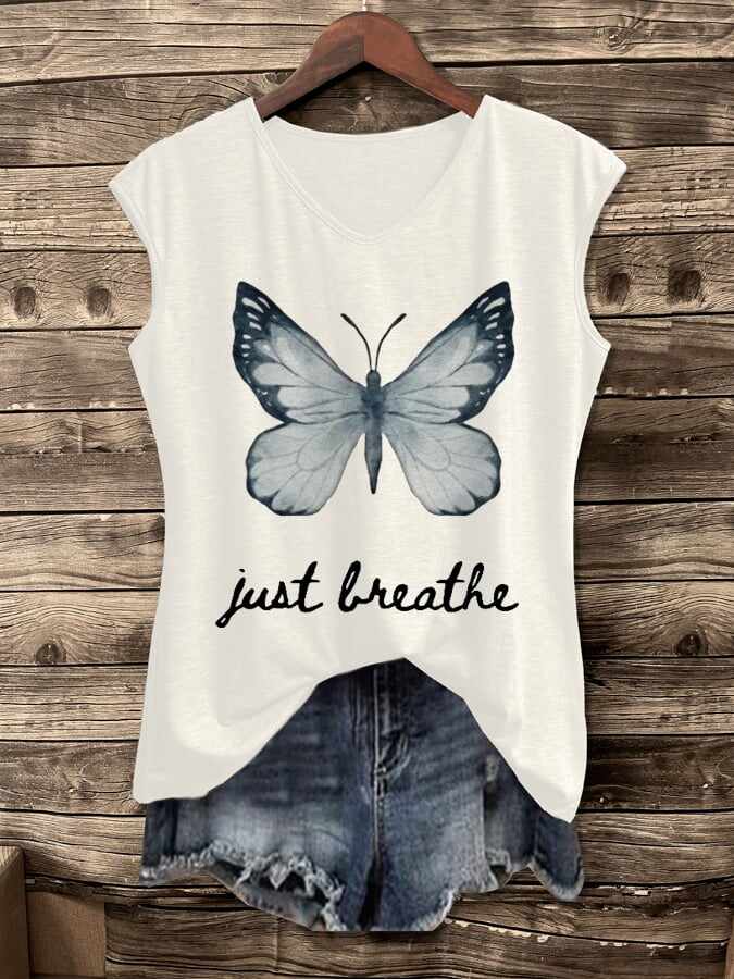 Women's Just Breathe Butterfly Print Vest