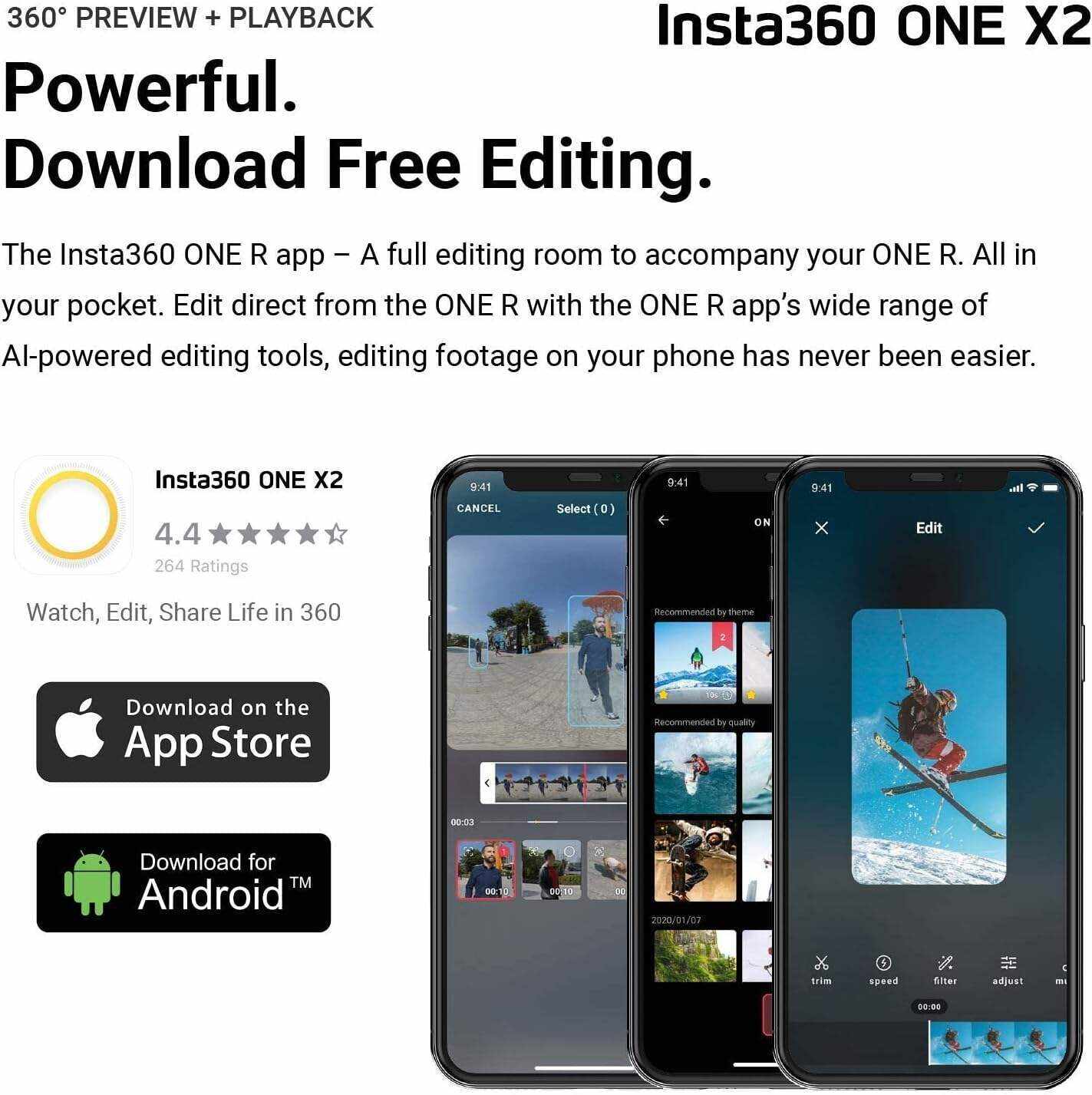 Insta360 ONE X2 360 Camera with Touchscreen - 5.7K30 360 Video, Front Steady Cam Mode, 18MP 360 Photo + InstaPano | Bundle Includes Invisible Selfie Stick (120cm) & 128GB Memory Card (3 Items)