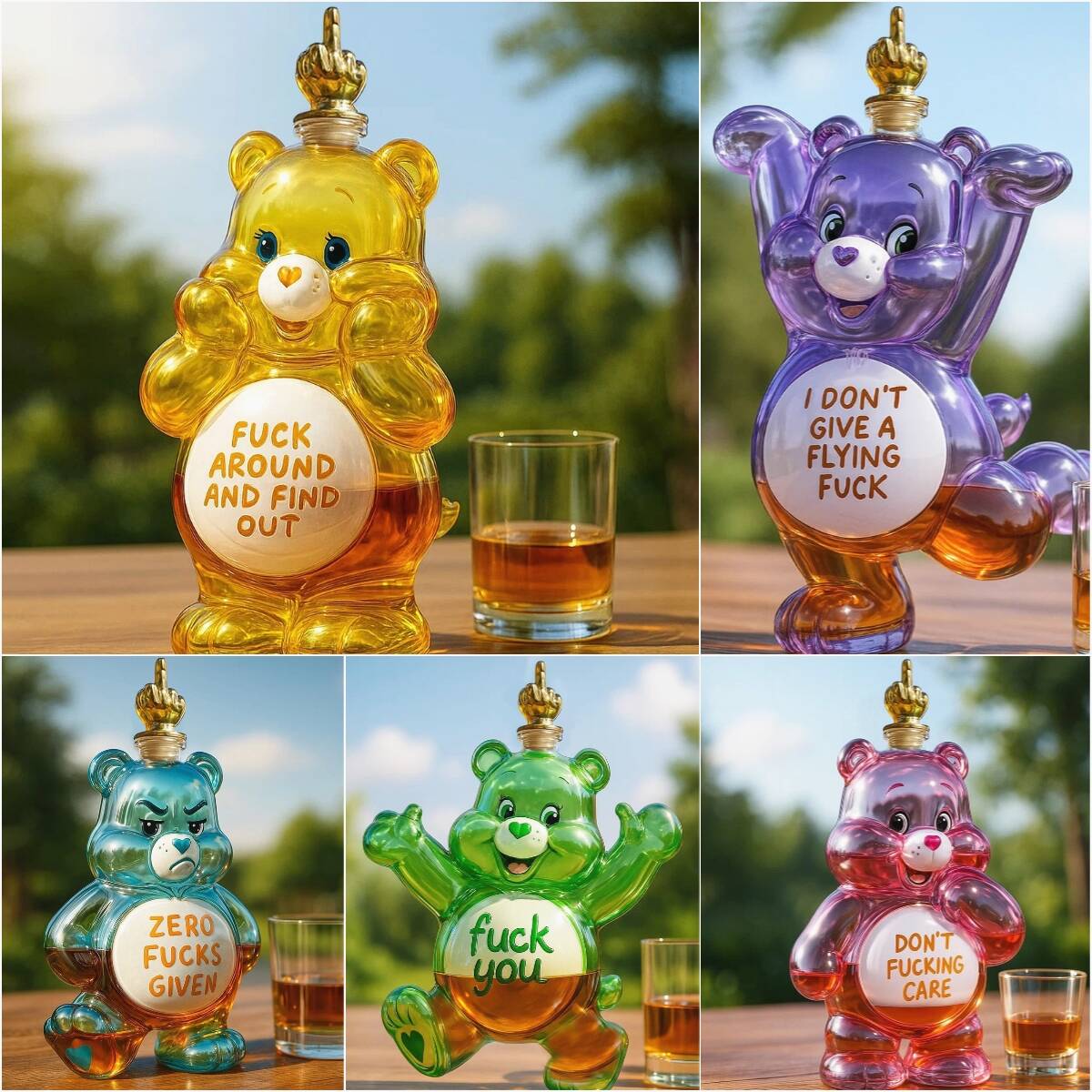 Swear Care Bear Whiskey Bottle